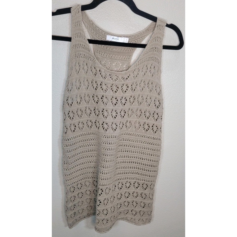RVCA women's crochet knit tank top beige‎ size small